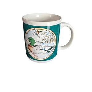 Vintage Houston Foods Ducks on the Lake Ceramic Coffee Mug Mallard Wildlife Teal